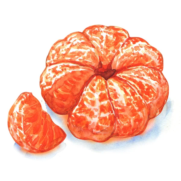 Peeled tangerine or mandarin fruit isolated — Stock Photo, Image