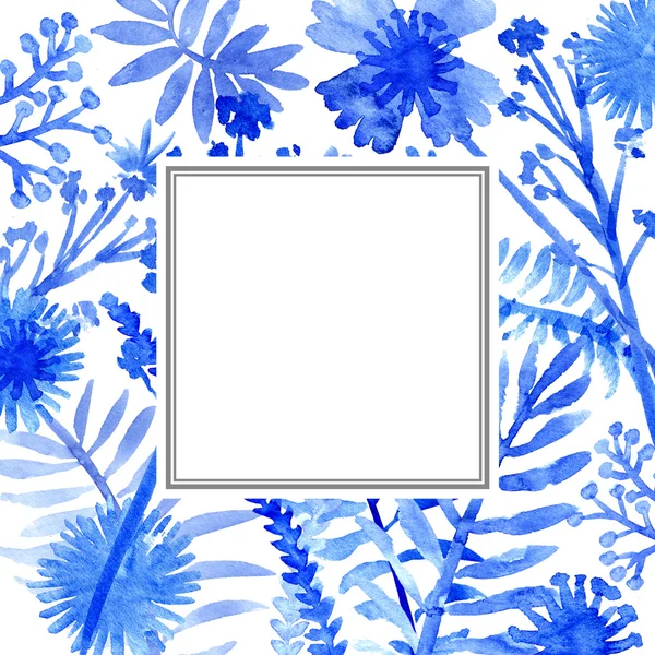 Karta šablony rámce akvarel květiny — Stock fotografie