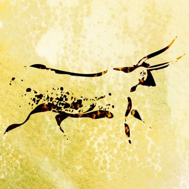 Bushmen san kaya resim boğa