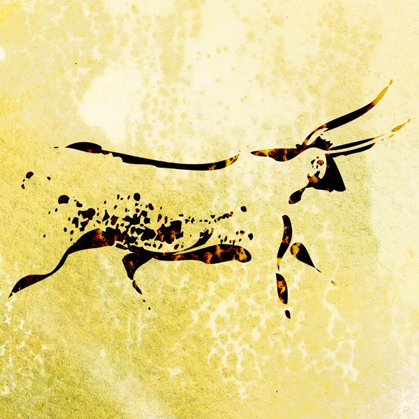 布须曼人圣岩彩画的公牛 — 图库照片