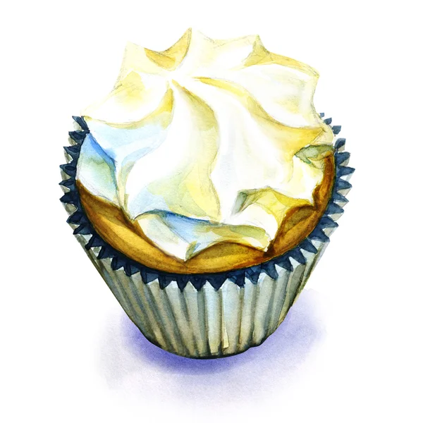 Słodkie ciastko krem na białym tle — Zdjęcie stockowe
