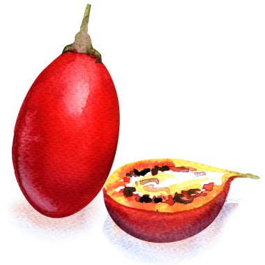 Beyaz bir arka plan üzerinde izole kırmızı tamarillo meyve