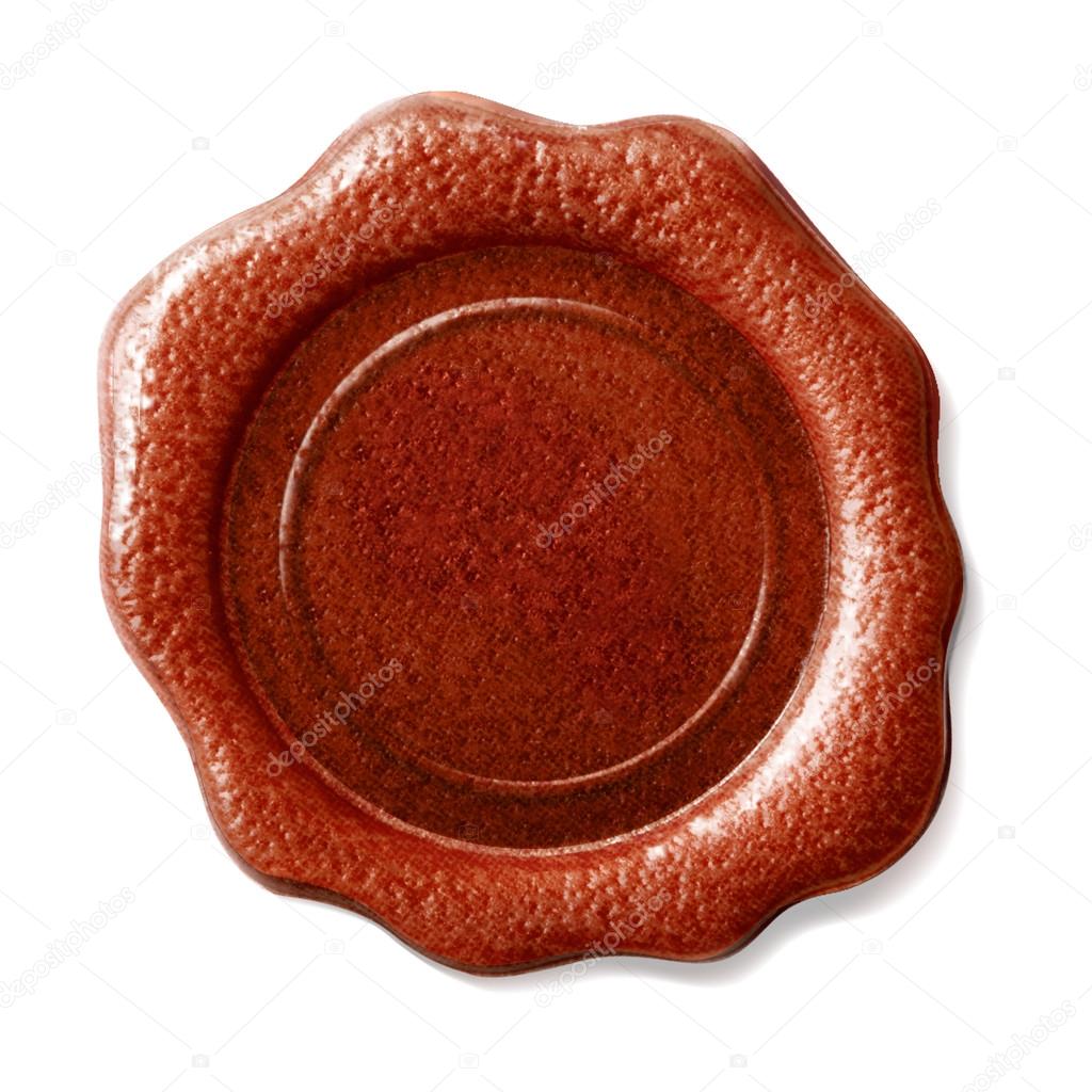 Red wax seal isolated on white