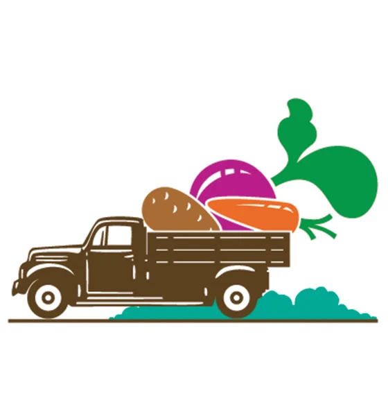 Truck with vegetable - carrot, potato, beet — Stock Vector