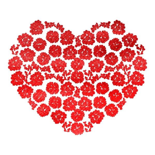 Heart with flowers isolated — Stock Photo, Image