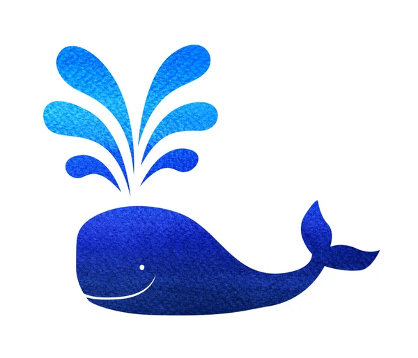 Balena azzurra con fontana isolata — Foto Stock