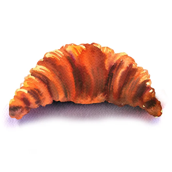 Croissant francês fresco no fundo branco — Fotografia de Stock