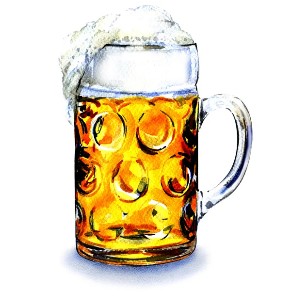 Glasbecher mit Bier isoliert auf weißem Hintergrund — Stockfoto