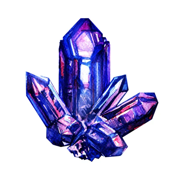 Cristal ametista azul isolado — Fotografia de Stock