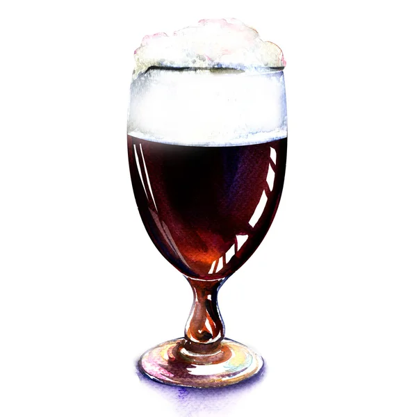 Verre de bière sombre isolé sur fond blanc — Photo