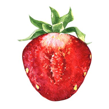 Çileğin yarısı beyaz arkaplanda izole edilmiş