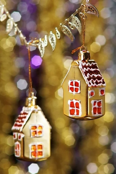 Christmas decorations against bokeh background — Stock Photo, Image