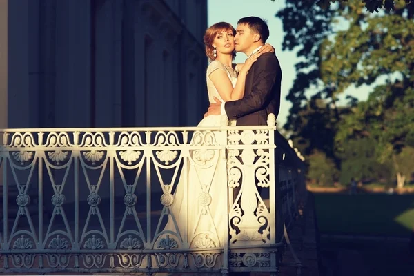 Recién casados en la terraza —  Fotos de Stock