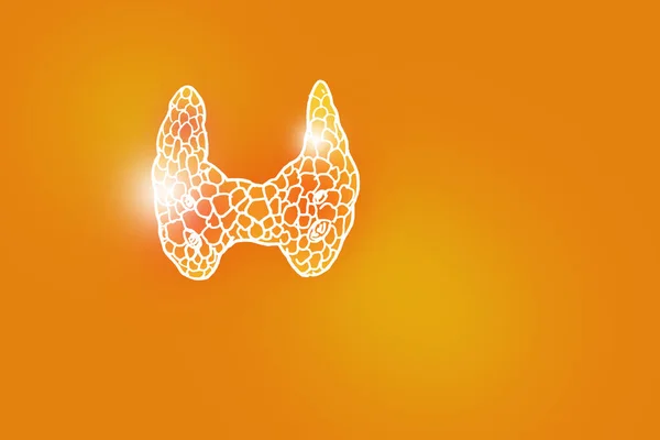 Handrawn Illustration Human Thyroid Gland Positive Orange Background Medical Science — Stock fotografie
