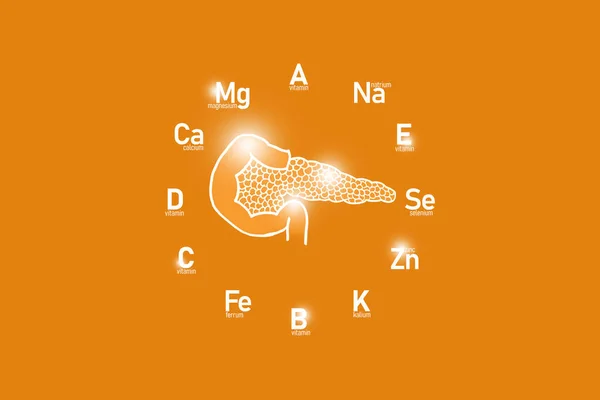 Stylized Clockface Essential Vitamins Microelements Human Health Hand Drawn Human — Stock Photo, Image