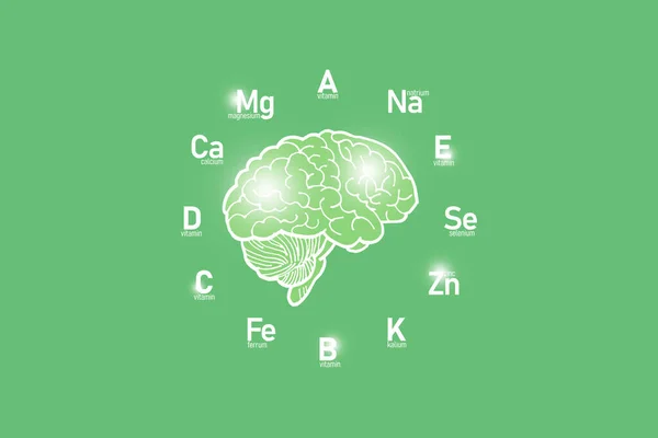 Horloge Stylisée Avec Vitamines Microéléments Essentiels Pour Santé Humaine Cerveau — Photo