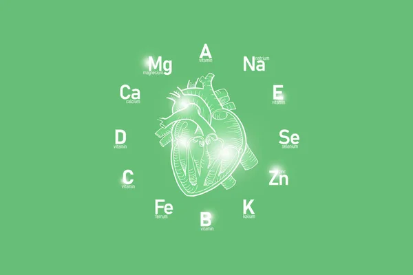 Stylized Clockface Essential Vitamins Microelements Human Health Hand Drawn Human — Stock Photo, Image