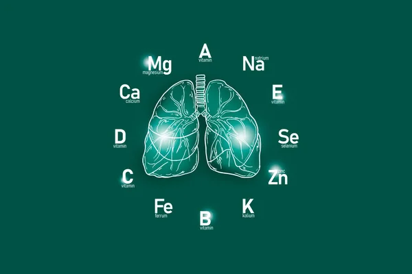 Horloge Stylisée Avec Vitamines Microéléments Essentiels Pour Santé Humaine Poumons — Photo