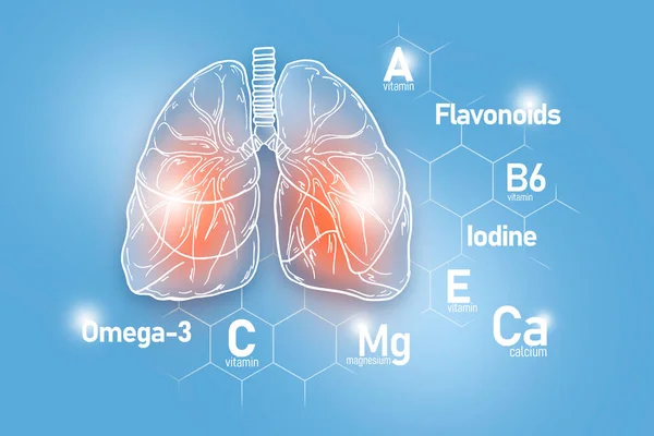 Nutrientes Esenciales Para Salud Los Pulmones Incluyendo Omega Flavonoides Magnesio — Foto de Stock