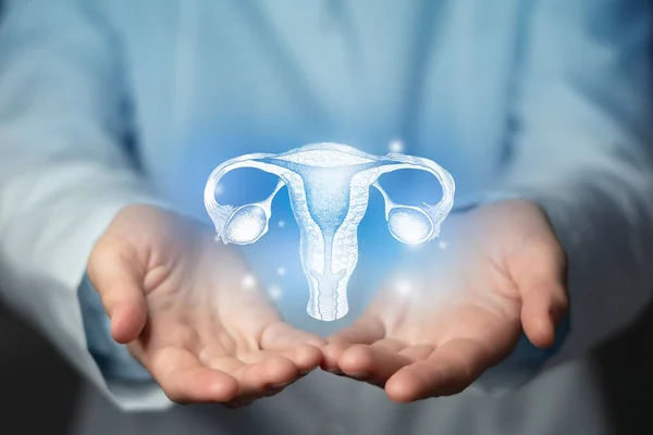 Reproductive System Issues Medical Concept Photo Female Doctor Empty Space — Stock Photo, Image