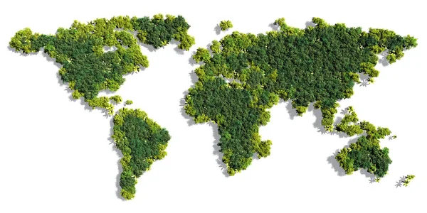 World Map made of green trees — Stock Photo, Image