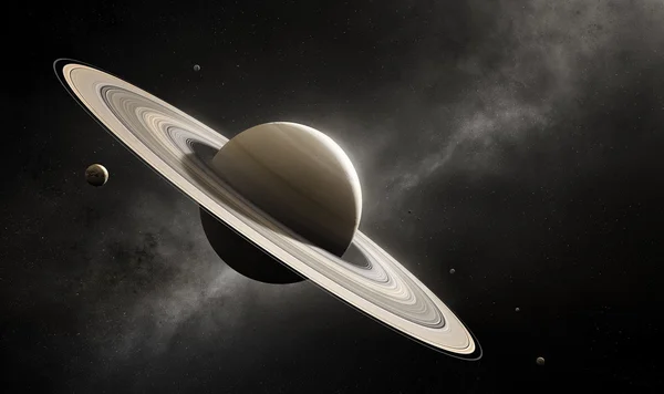 Planeta Saturno con lunas mayores — Foto de Stock