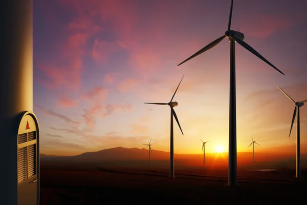 Wind Turbines at sunset — Stock Photo, Image