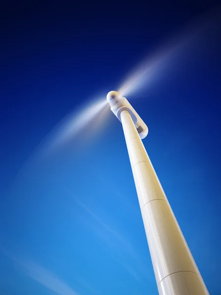 Turbina eólica em movimento e vista a partir de baixo — Fotografia de Stock