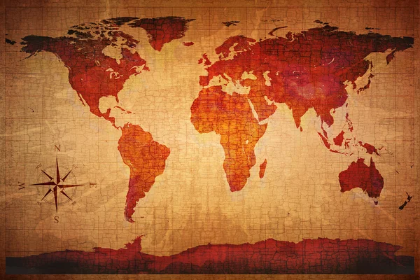 世界地图 Grunge 风格 — 图库照片