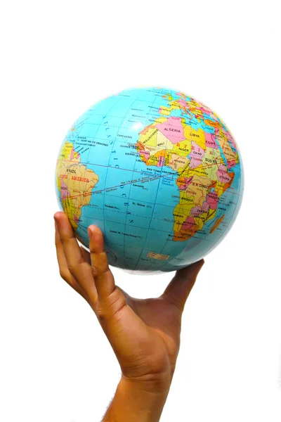 Hand holding the globe — Stock Photo, Image