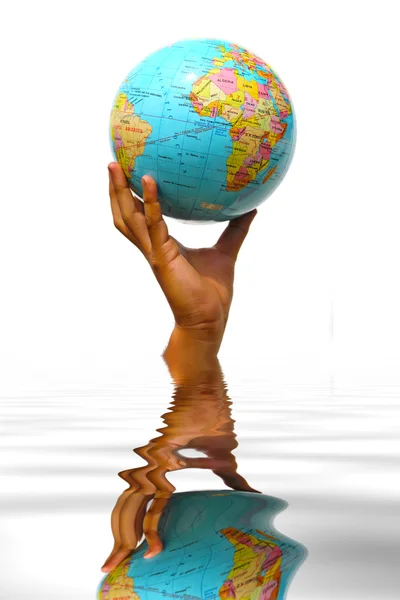 Hand holding the globe — Stock Photo, Image
