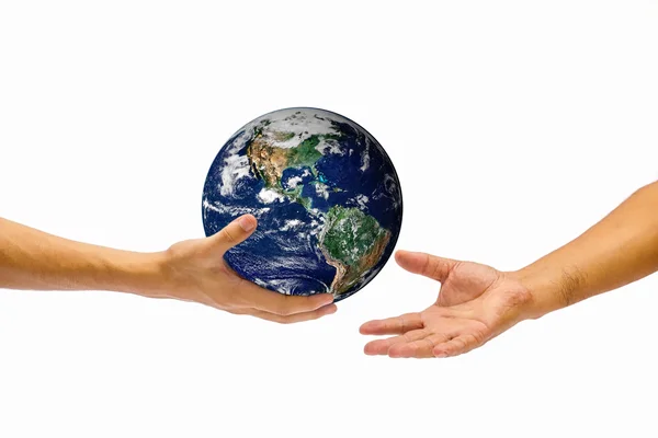 Holding earth planet — Stock Photo, Image