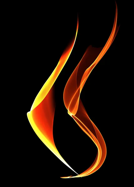 Fire flame on black background — Stock Photo, Image