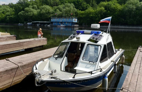 Police boat at the dock — Stock Photo, Image