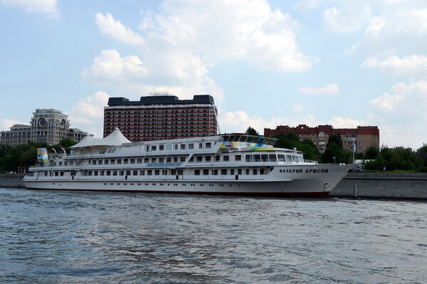 The ship "Valery Bryusov" on the Moscow river.