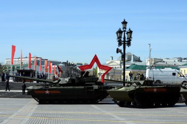Rehearsal of parade in honor of Victory Day in Moscow. clipart