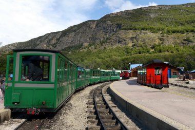  Dünyanın kenarında dünyanın en Güney Demiryolu. Ushuaia Milli Parkı. Tierra del Fuego. 