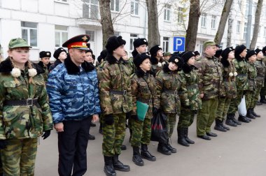  Geçit töreni polis cadet Kolordu yürüyen.