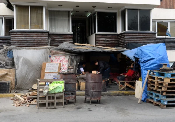 Ação de protesto dos funcionários do Estado em Ushuaia - a cidade mais ao sul do mundo . — Fotografia de Stock