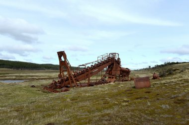  Abandoned gold mine at lake Lago Blanco.  clipart