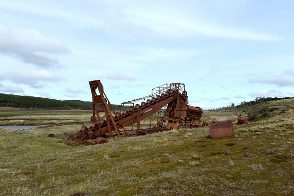  Abandoned gold mine at lake Lago Blanco. 