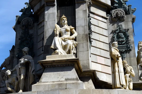 Columbus Monument is 60 m. Het is gelegen bij aankomst La Rambla en in 1888 gebouwd. — Stockfoto