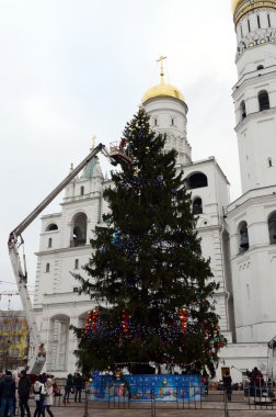  Kremlin'in katedral Meydanı'nda tüm Rus Noel ağacının ana dekorasyon.