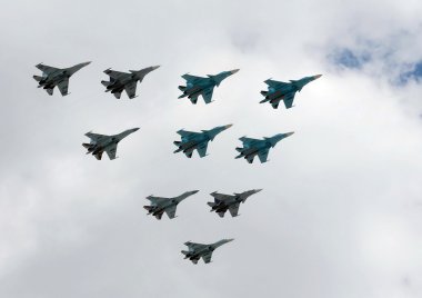  A group of fighter planes su-34, su-27 and SU-35S  clipart