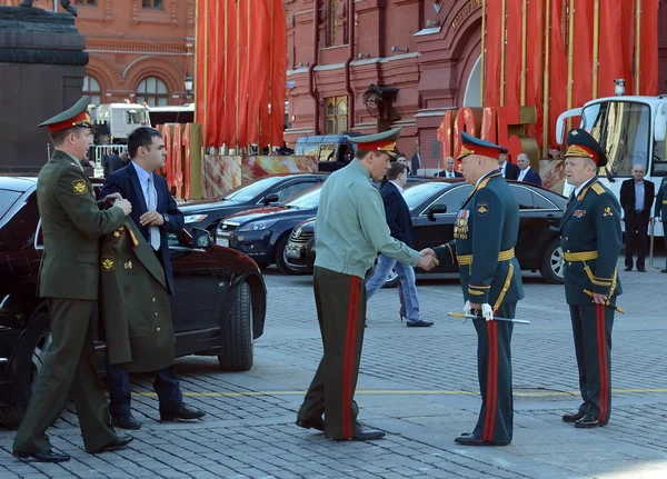 Chefen av generalen bemannar av Rf, generalen av armén Valery Gerasimov och Commander av mark krafter General Oleg Salyukov — Stockfoto