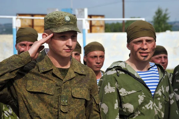 Jurga Siberia Rusia Junio 2011 Soldados División Reconocimiento Brigada Fusiles — Foto de Stock