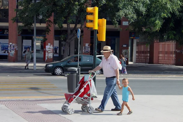 Malaga Spain July 2011 Pedestrian Crossing City Malaga — Stock Photo, Image