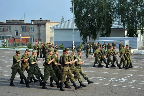 Jurga Siberia Russia Június 2011 Katonák Vesznek Részt Fúrás Parádén — Stock Fotó