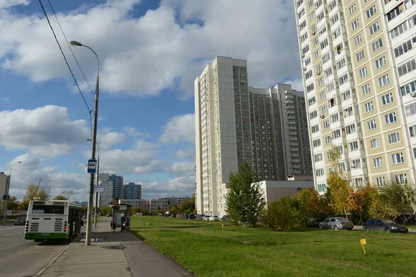 Moscow Ryssland Oktober 2017 Hållplats För Kollektivtrafiken Bogdanova Street Distriktet — Stockfoto