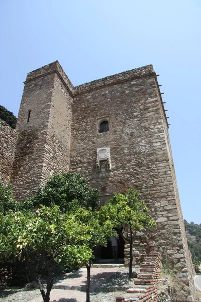 Malaga Spagna Luglio 2011 Antiche Mura Della Fortezza Alcazaba Sul — Foto Stock